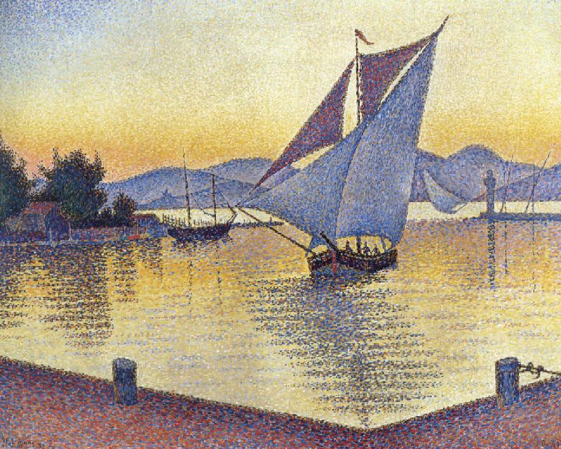 Paul Signac port at sunset France oil painting art